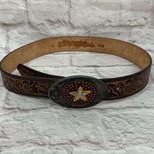 Leatherock Inc made in USA womens western belt star belt buckle cowgirl small